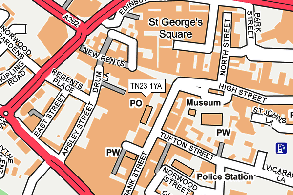 TN23 1YA map - OS OpenMap – Local (Ordnance Survey)