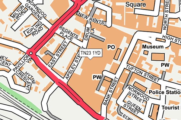 TN23 1YD map - OS OpenMap – Local (Ordnance Survey)