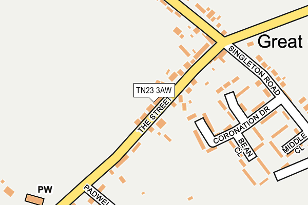 TN23 3AW map - OS OpenMap – Local (Ordnance Survey)