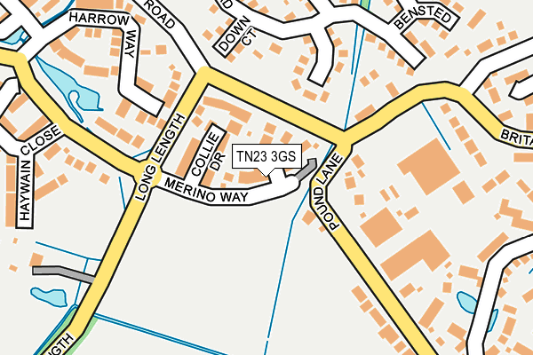 TN23 3GS map - OS OpenMap – Local (Ordnance Survey)