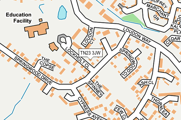 TN23 3JW map - OS OpenMap – Local (Ordnance Survey)
