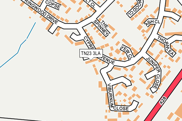 TN23 3LA map - OS OpenMap – Local (Ordnance Survey)
