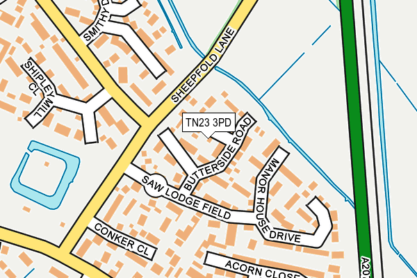 TN23 3PD map - OS OpenMap – Local (Ordnance Survey)