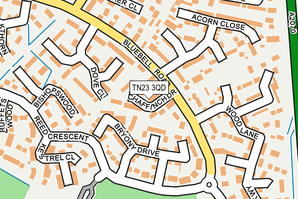TN23 3QD map - OS OpenMap – Local (Ordnance Survey)