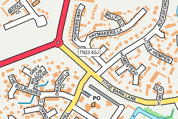 TN23 4GJ map - OS OpenMap – Local (Ordnance Survey)