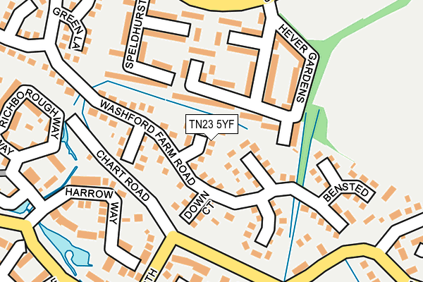 TN23 5YF map - OS OpenMap – Local (Ordnance Survey)