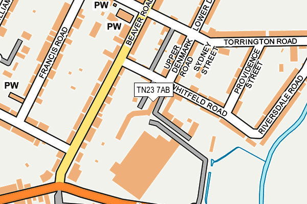 TN23 7AB map - OS OpenMap – Local (Ordnance Survey)