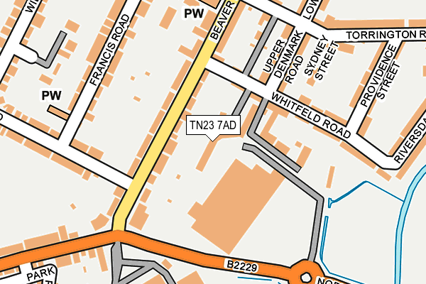 TN23 7AD map - OS OpenMap – Local (Ordnance Survey)