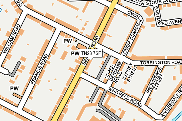 TN23 7SF map - OS OpenMap – Local (Ordnance Survey)