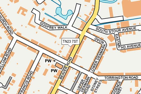 TN23 7ST map - OS OpenMap – Local (Ordnance Survey)