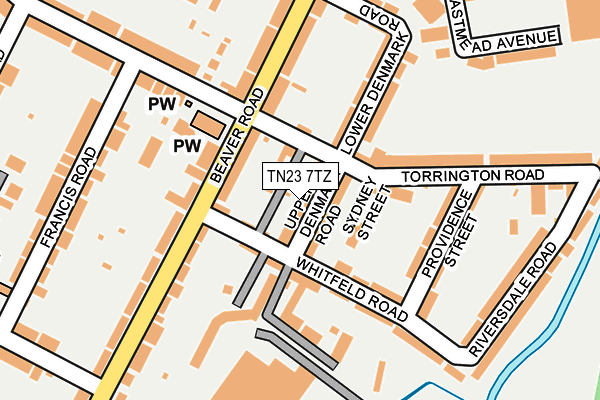 TN23 7TZ map - OS OpenMap – Local (Ordnance Survey)