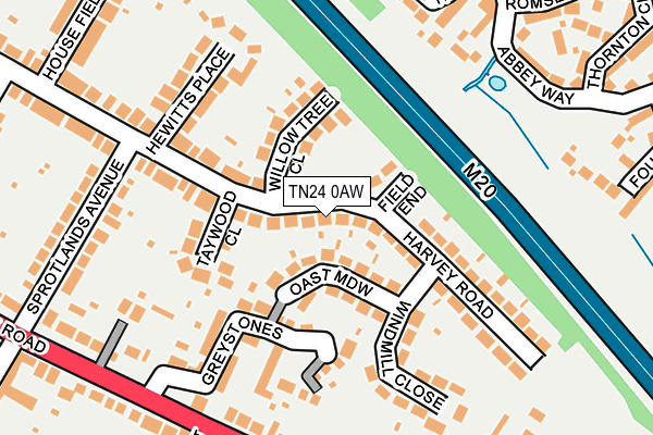TN24 0AW map - OS OpenMap – Local (Ordnance Survey)