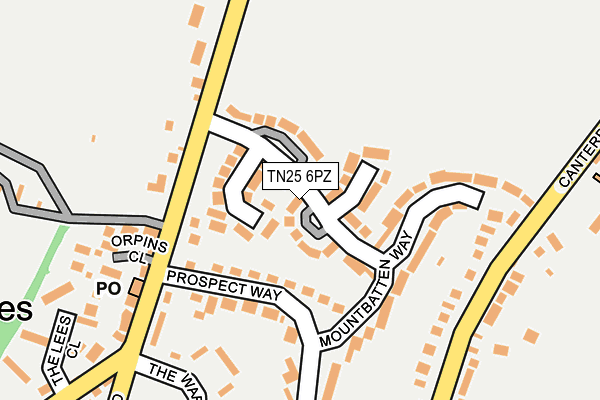 TN25 6PZ map - OS OpenMap – Local (Ordnance Survey)