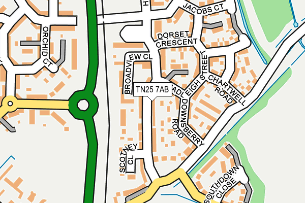 TN25 7AB map - OS OpenMap – Local (Ordnance Survey)