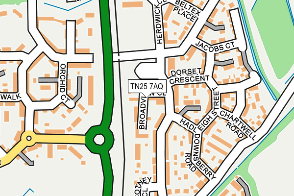 TN25 7AQ map - OS OpenMap – Local (Ordnance Survey)