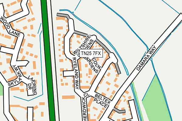 TN25 7FX map - OS OpenMap – Local (Ordnance Survey)