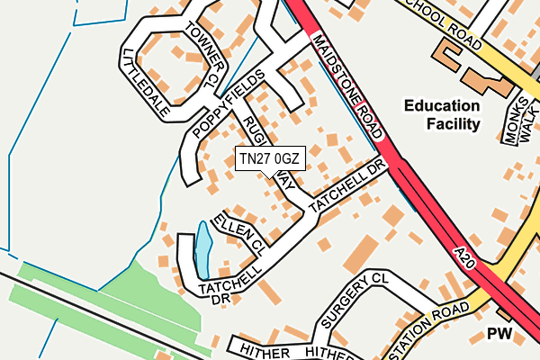 TN27 0GZ map - OS OpenMap – Local (Ordnance Survey)