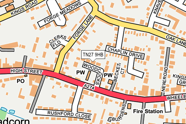 TN27 9HB map - OS OpenMap – Local (Ordnance Survey)