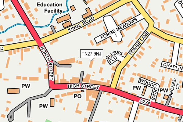 TN27 9NJ map - OS OpenMap – Local (Ordnance Survey)