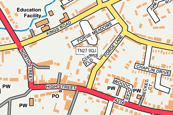 TN27 9QJ map - OS OpenMap – Local (Ordnance Survey)