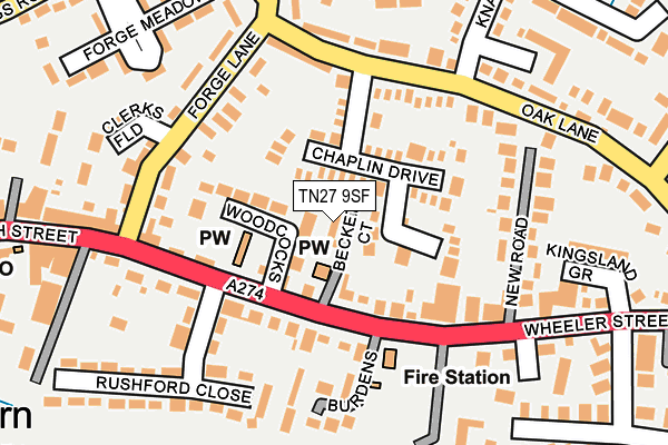 TN27 9SF map - OS OpenMap – Local (Ordnance Survey)