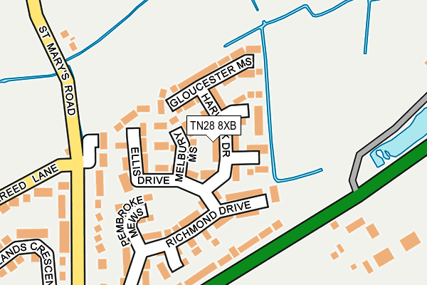 TN28 8XB map - OS OpenMap – Local (Ordnance Survey)