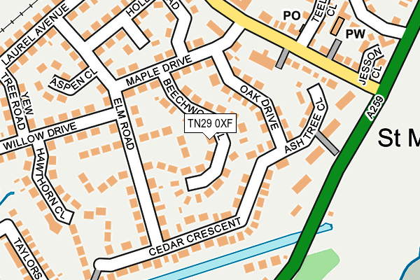 TN29 0XF map - OS OpenMap – Local (Ordnance Survey)