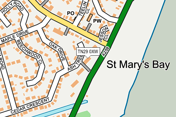 TN29 0XW map - OS OpenMap – Local (Ordnance Survey)