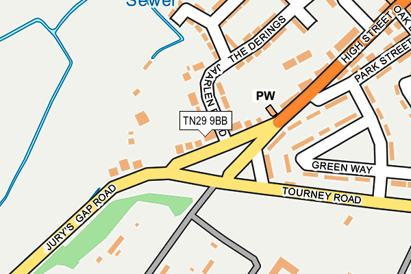 TN29 9BB map - OS OpenMap – Local (Ordnance Survey)
