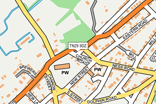 TN29 9DZ map - OS OpenMap – Local (Ordnance Survey)