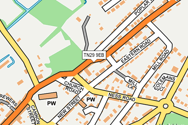 TN29 9EB map - OS OpenMap – Local (Ordnance Survey)