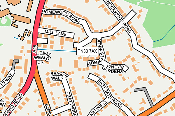 TN30 7AX map - OS OpenMap – Local (Ordnance Survey)