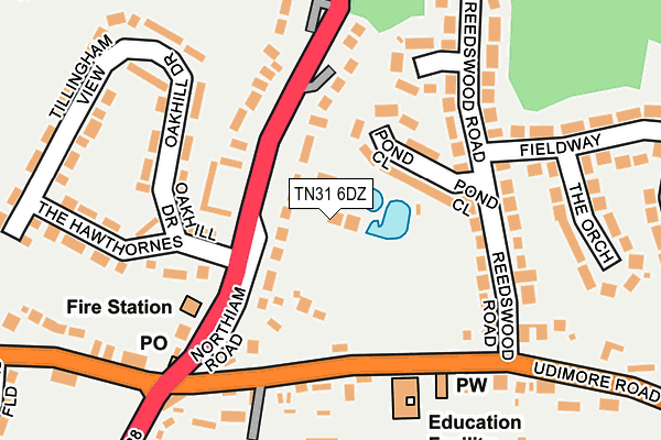 TN31 6DZ map - OS OpenMap – Local (Ordnance Survey)