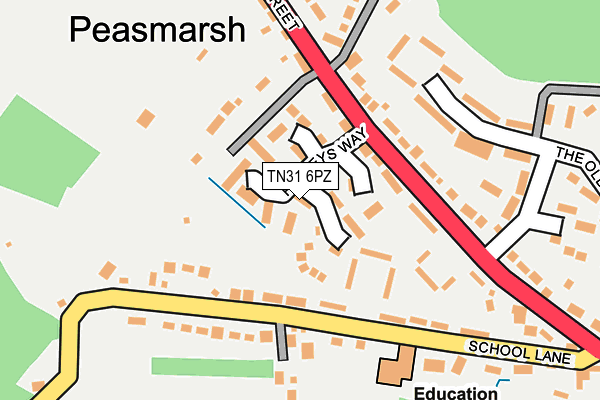 TN31 6PZ map - OS OpenMap – Local (Ordnance Survey)