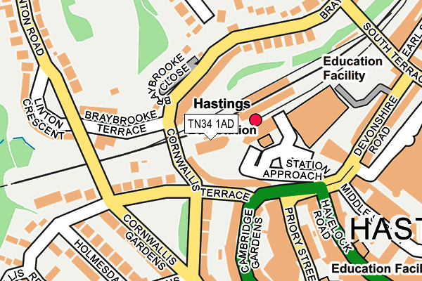 TN34 1AD map - OS OpenMap – Local (Ordnance Survey)