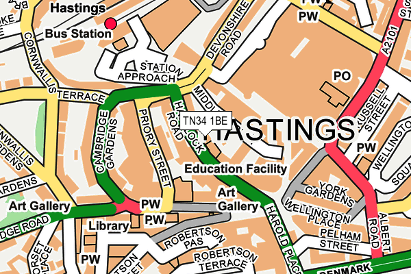 TN34 1BE map - OS OpenMap – Local (Ordnance Survey)