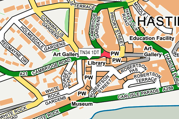 TN34 1DT map - OS OpenMap – Local (Ordnance Survey)