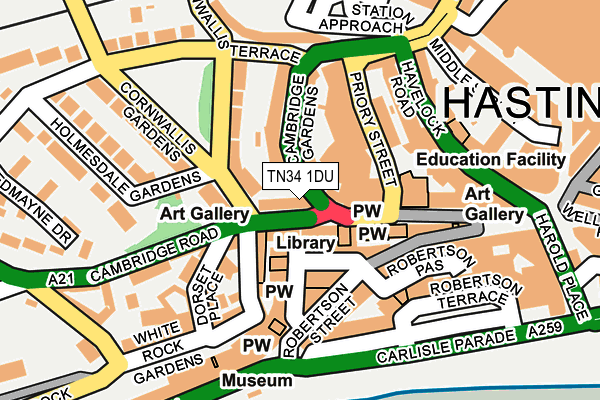 TN34 1DU map - OS OpenMap – Local (Ordnance Survey)