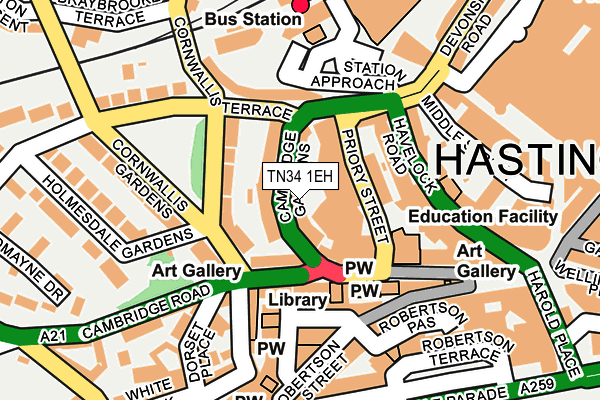 TN34 1EH map - OS OpenMap – Local (Ordnance Survey)