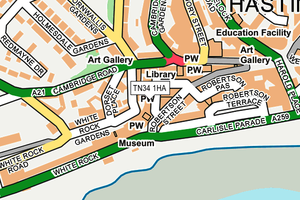 TN34 1HA map - OS OpenMap – Local (Ordnance Survey)