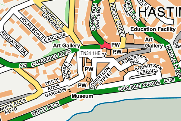 TN34 1HE map - OS OpenMap – Local (Ordnance Survey)