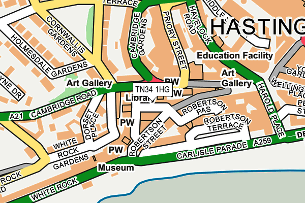 TN34 1HG map - OS OpenMap – Local (Ordnance Survey)
