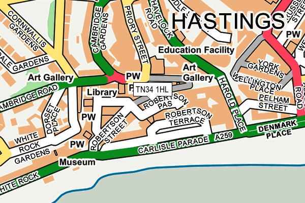 TN34 1HL map - OS OpenMap – Local (Ordnance Survey)