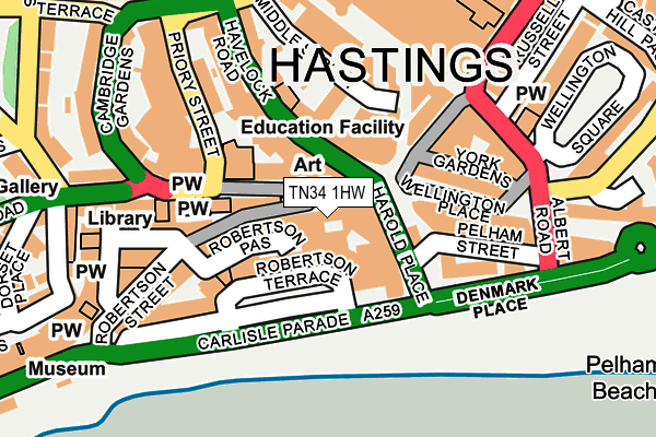 TN34 1HW map - OS OpenMap – Local (Ordnance Survey)