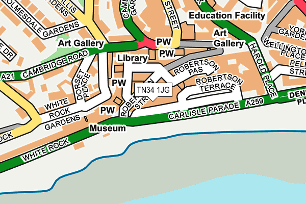 TN34 1JG map - OS OpenMap – Local (Ordnance Survey)