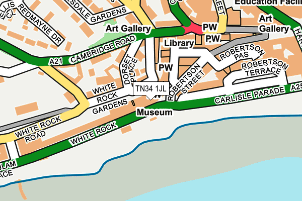 TN34 1JL map - OS OpenMap – Local (Ordnance Survey)