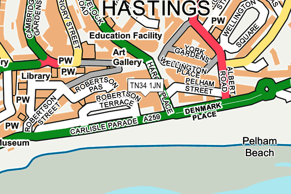 TN34 1JN map - OS OpenMap – Local (Ordnance Survey)