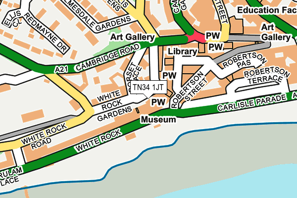 TN34 1JT map - OS OpenMap – Local (Ordnance Survey)