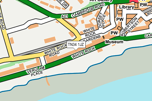 TN34 1JZ map - OS OpenMap – Local (Ordnance Survey)