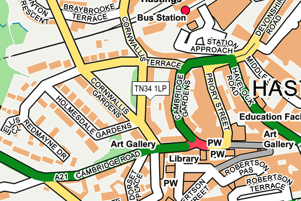 TN34 1LP map - OS OpenMap – Local (Ordnance Survey)